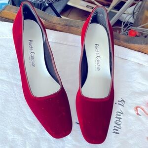 Size 9B red velvet heels. 3” heel
